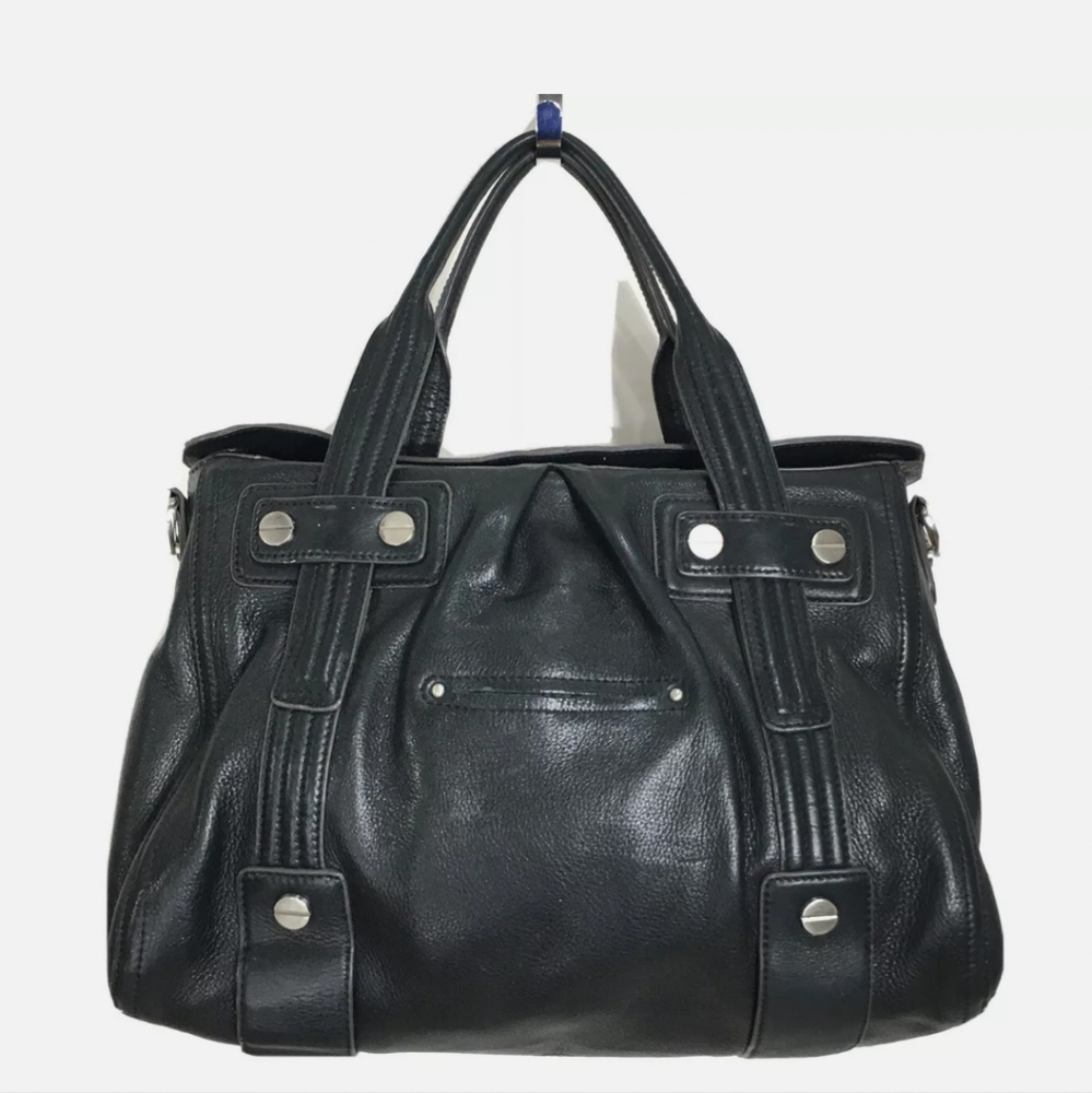 B. Makowsky Handbag Women's Large Black Soft Leather Double Handle Satchel - Picture 2 of 7